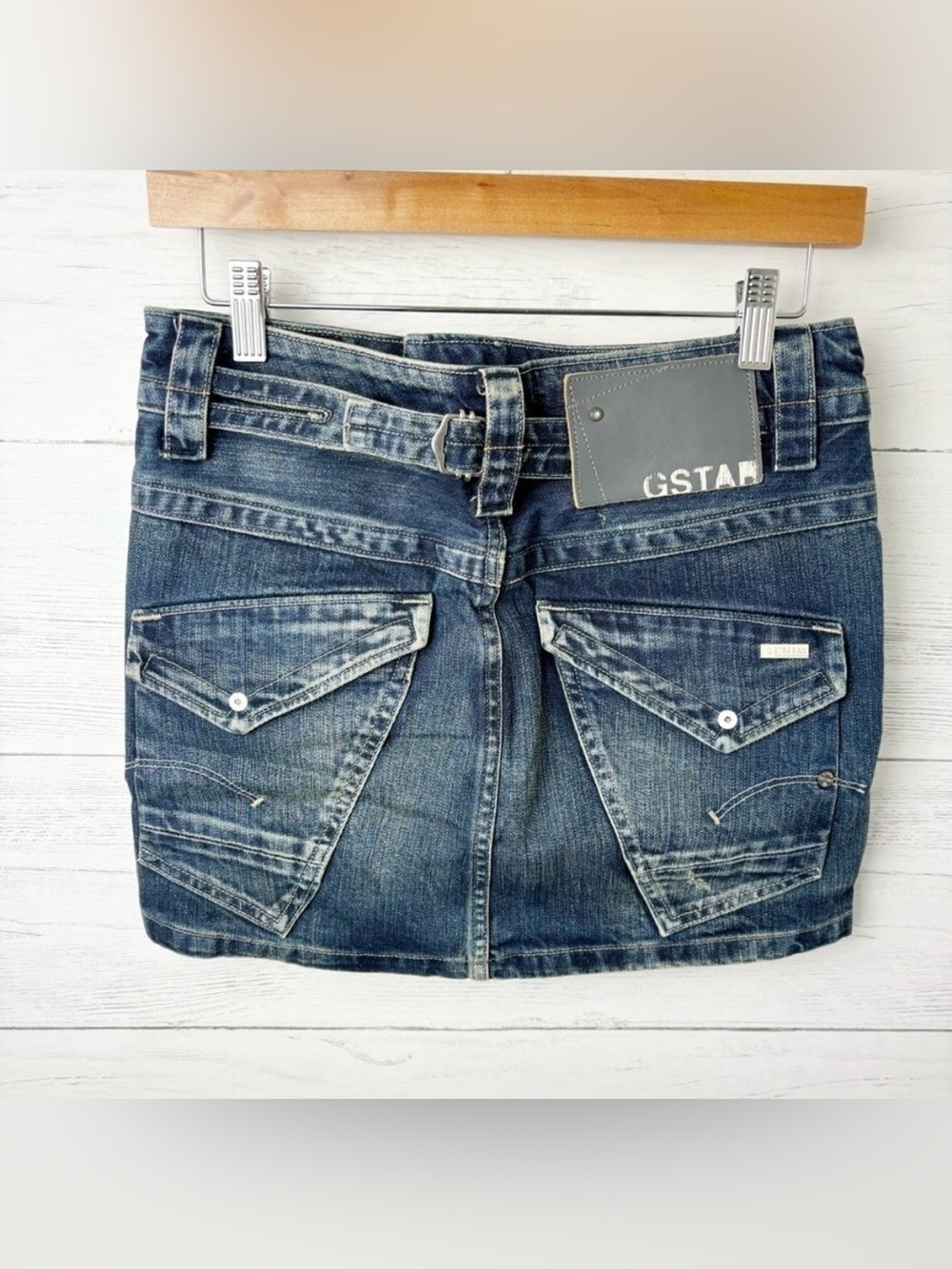 G-Star Raw Exper Denim Mini Skirt Rigid Denim Pockets Y2K Vintage 25
